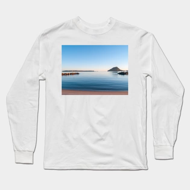 Landmark Mount Maunganui on horizon across Tauranga harbour Long Sleeve T-Shirt by brians101